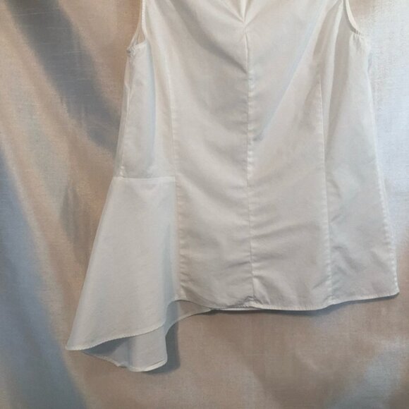 Massimo Dutti Sleeveless White Cotton Asymmetrical Top  Ladies Xsm - Picture 10 of 14